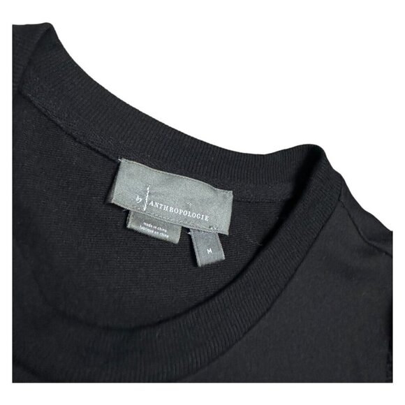 Anthropologie Ruffled Sheer Puffy Sleeve Womens Black Blouse Top Shirt Medium - Picture 2 of 5